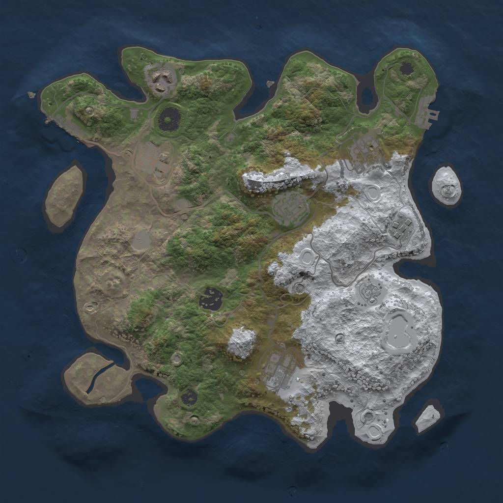 Rust Map: Procedural Map, Size: 3250, Seed: 78513541, 16 Monuments