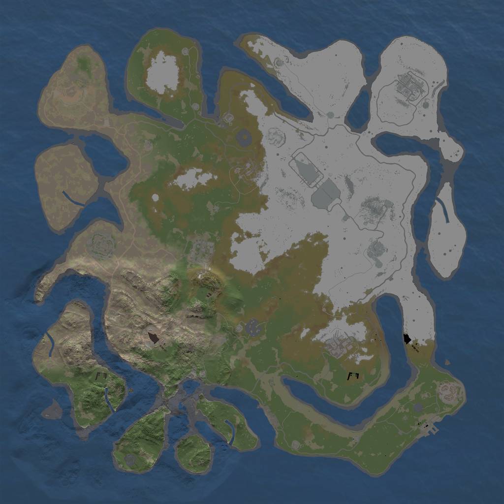 Rust Map: Procedural Map, Size: 4500, Seed: 262347973, 16 Monuments