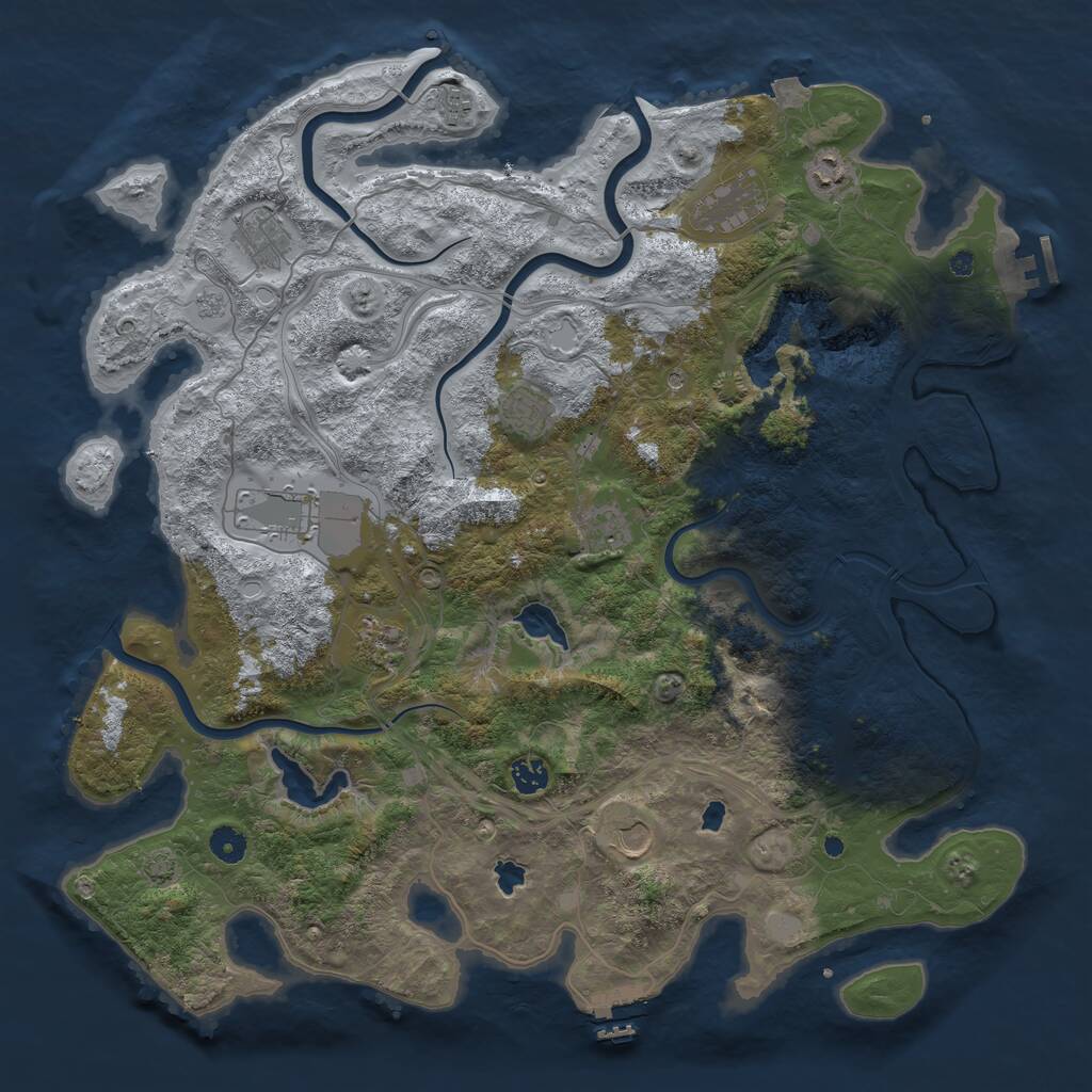 Rust Map: Procedural Map, Size: 4500, Seed: 917408000, 16 Monuments