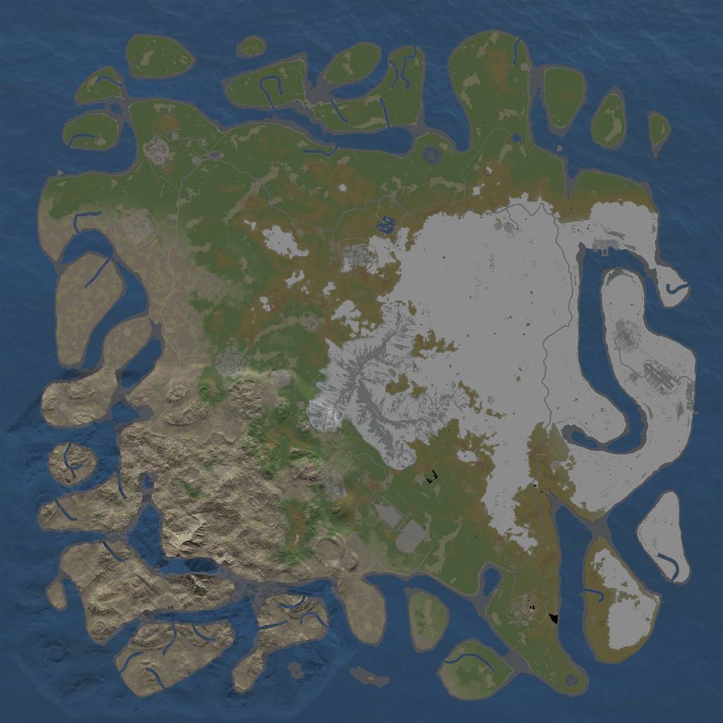 Rust Map: Procedural Map, Size: 6000, Seed: 424242, 16 Monuments