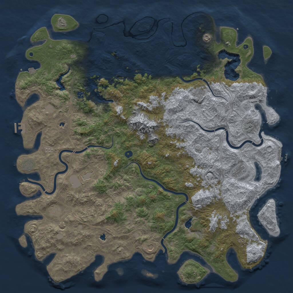 Rust Map: Procedural Map, Size: 6000, Seed: 424242, 17 Monuments