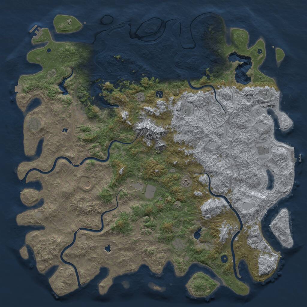 Rust Map: Procedural Map, Size: 6000, Seed: 424242, 17 Monuments