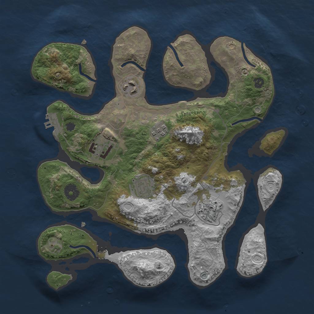 Rust Map: Procedural Map, Size: 3000, Seed: 20342, 14 Monuments