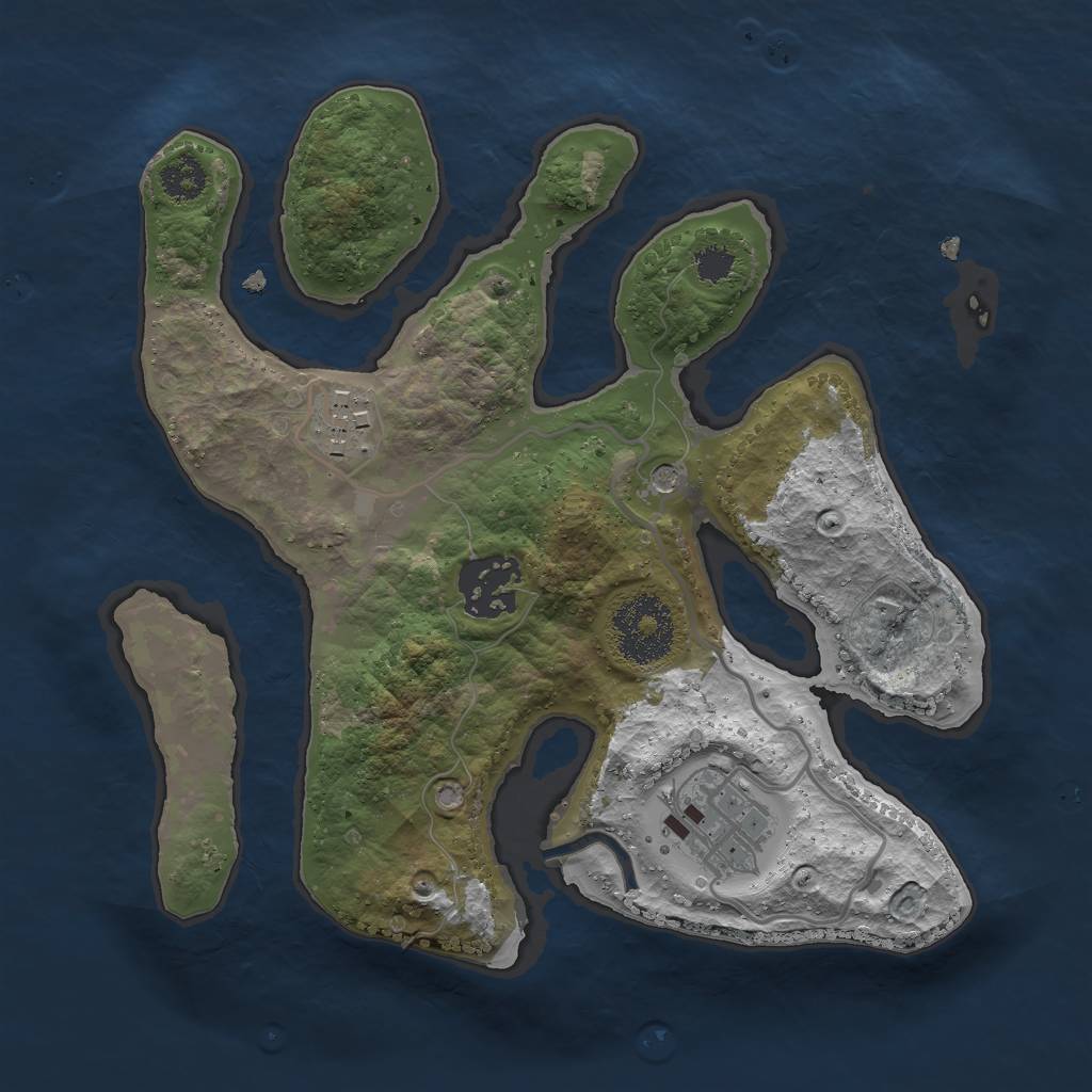 Rust Map: Procedural Map, Size: 2500, Seed: 9284475, 6 Monuments