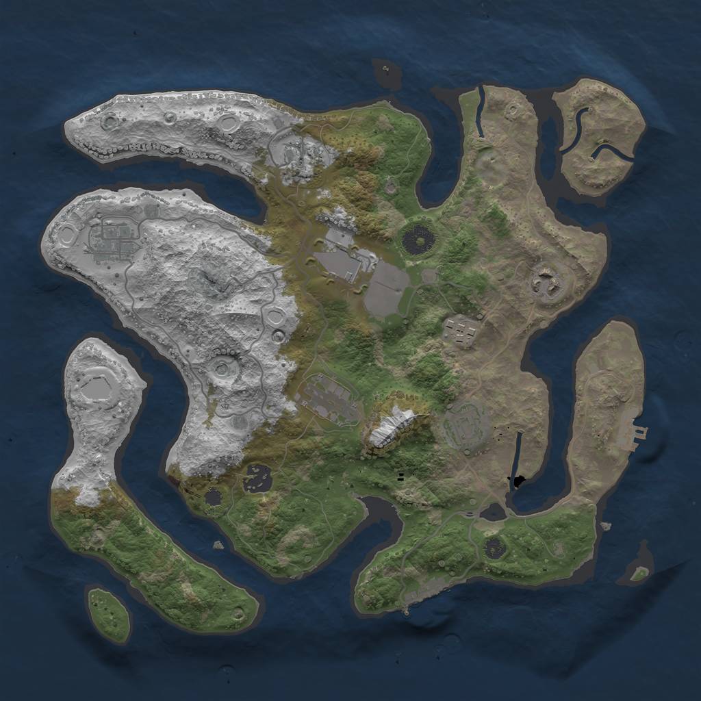 Rust Map: Procedural Map, Size: 3500, Seed: 113322, 16 Monuments