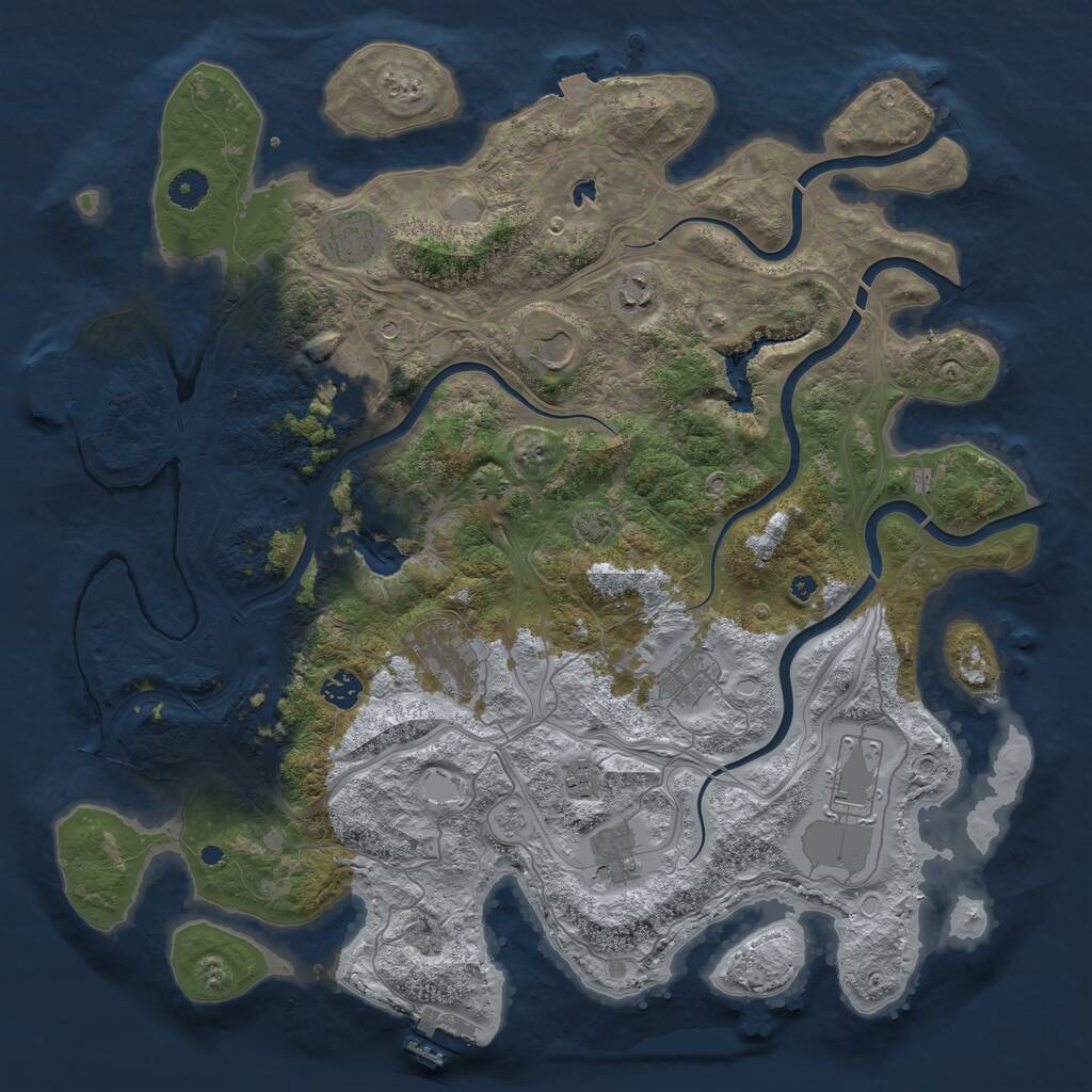 Rust Map: Procedural Map, Size: 4300, Seed: 8272, 16 Monuments