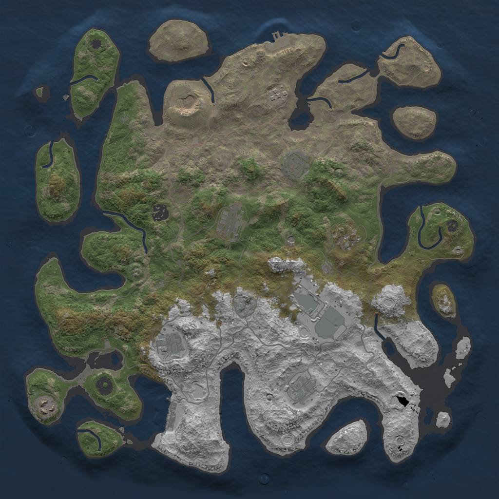 Rust Map: Procedural Map, Size: 4300, Seed: 8272, 18 Monuments