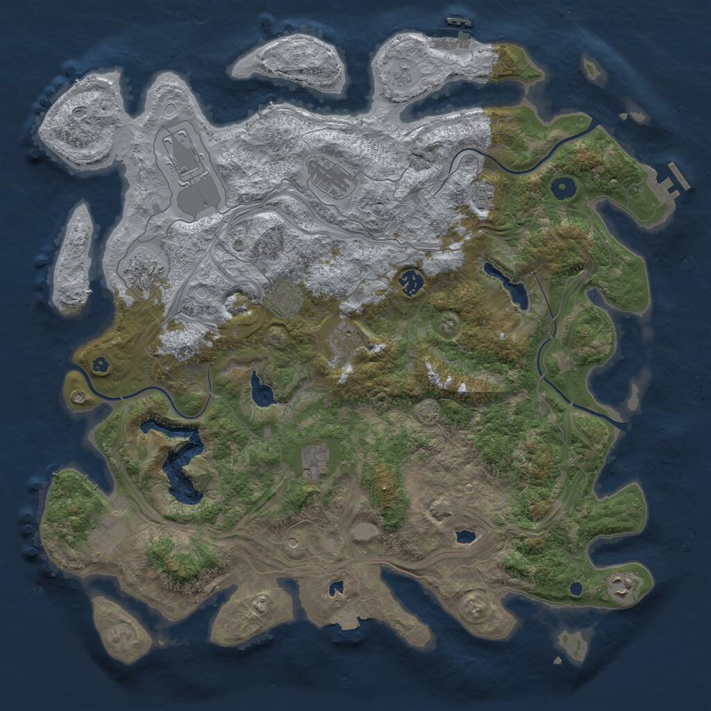 Rust Map: Procedural Map, Size: 4500, Seed: 1056117173, 16 Monuments