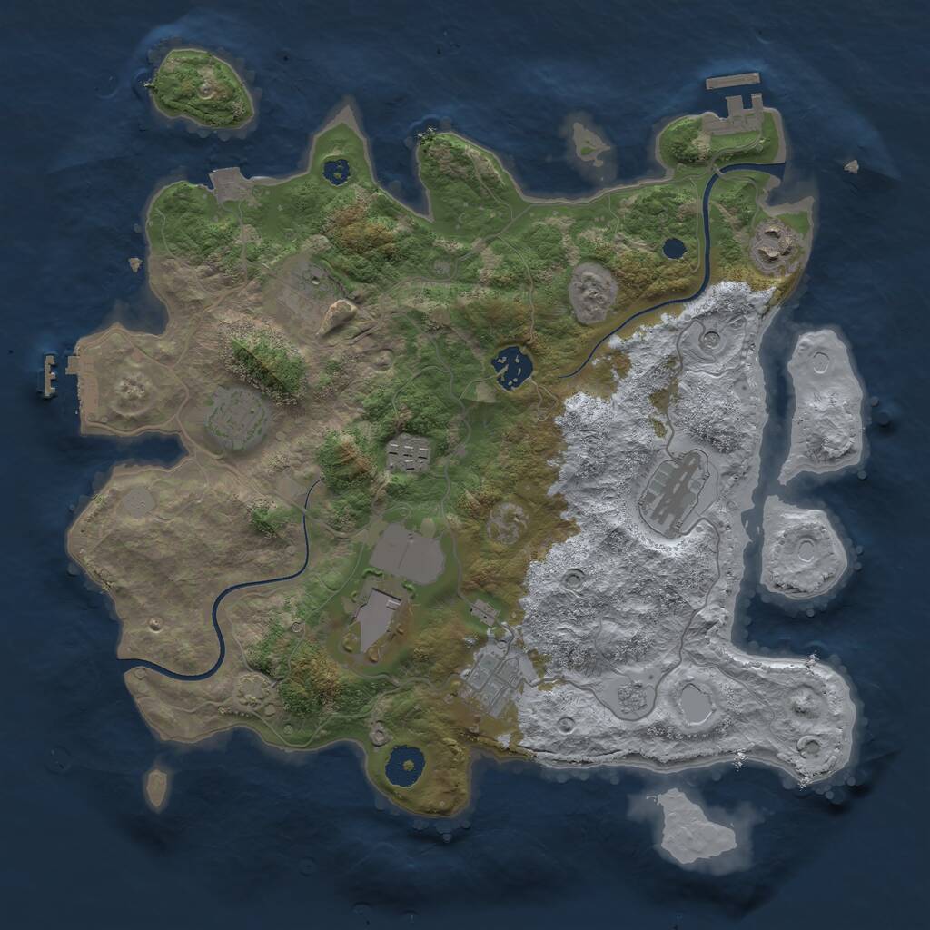 Rust Map: Procedural Map, Size: 3500, Seed: 954366, 14 Monuments