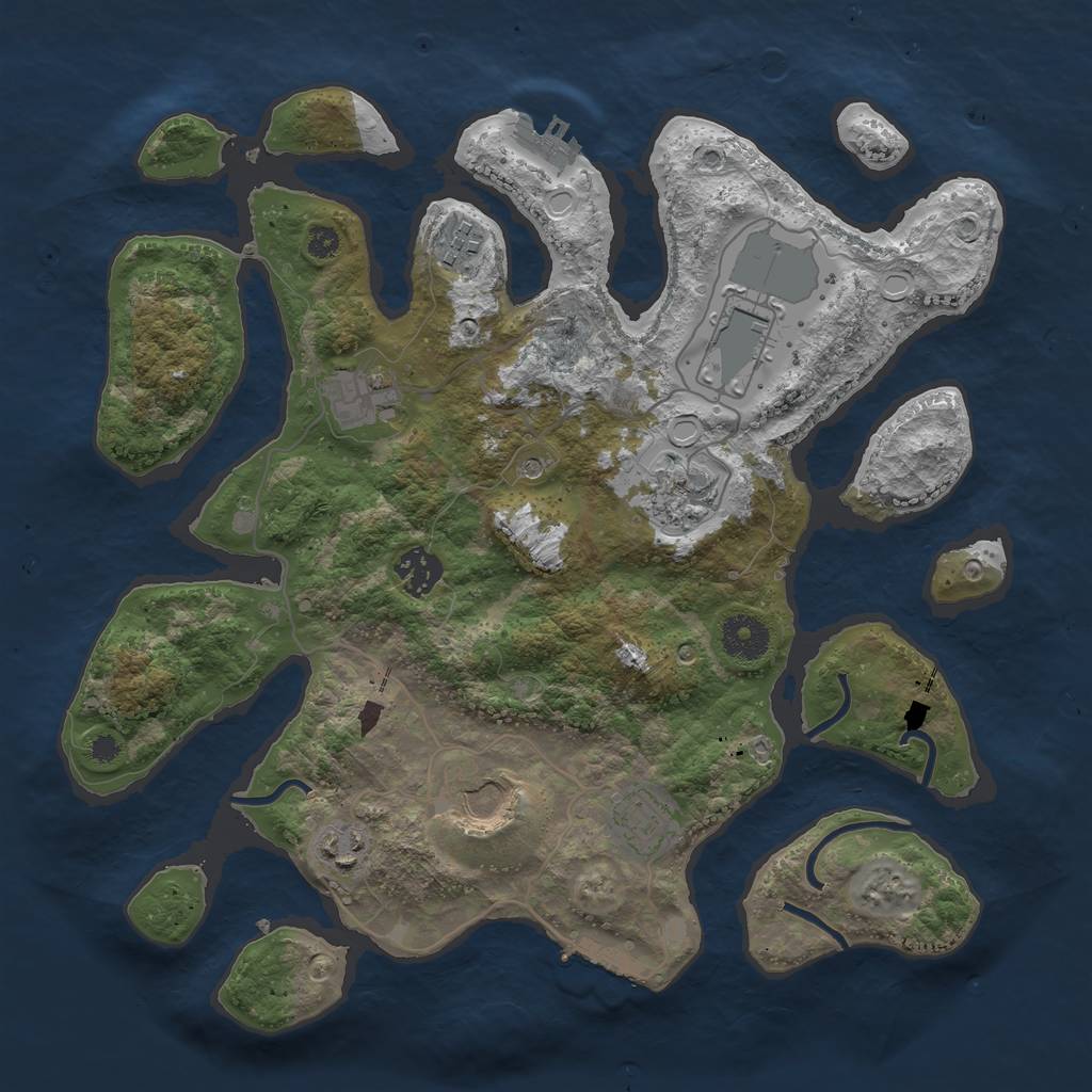 Rust Map: Procedural Map, Size: 3500, Seed: 652760, 16 Monuments