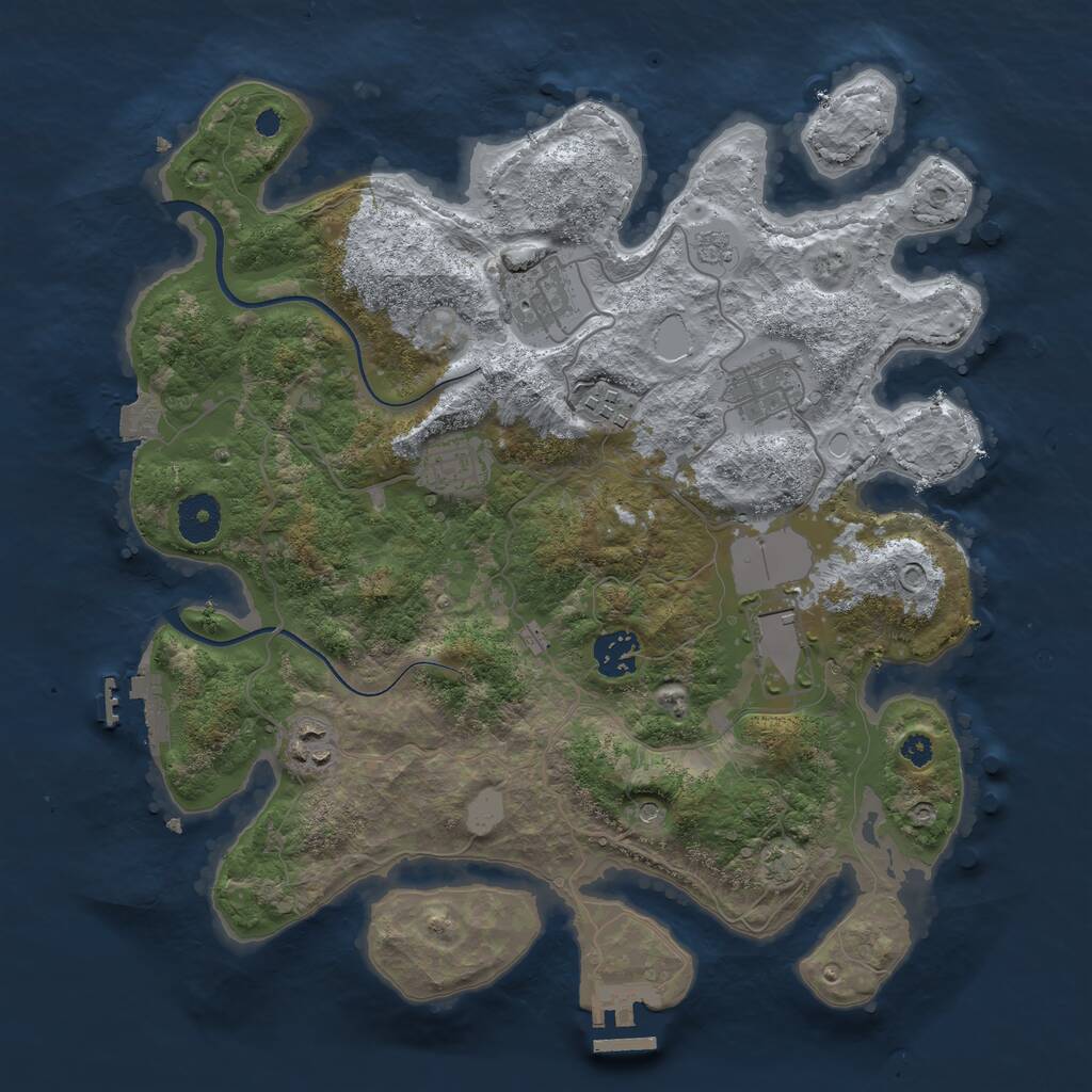 Rust Map: Procedural Map, Size: 3500, Seed: 190502, 13 Monuments