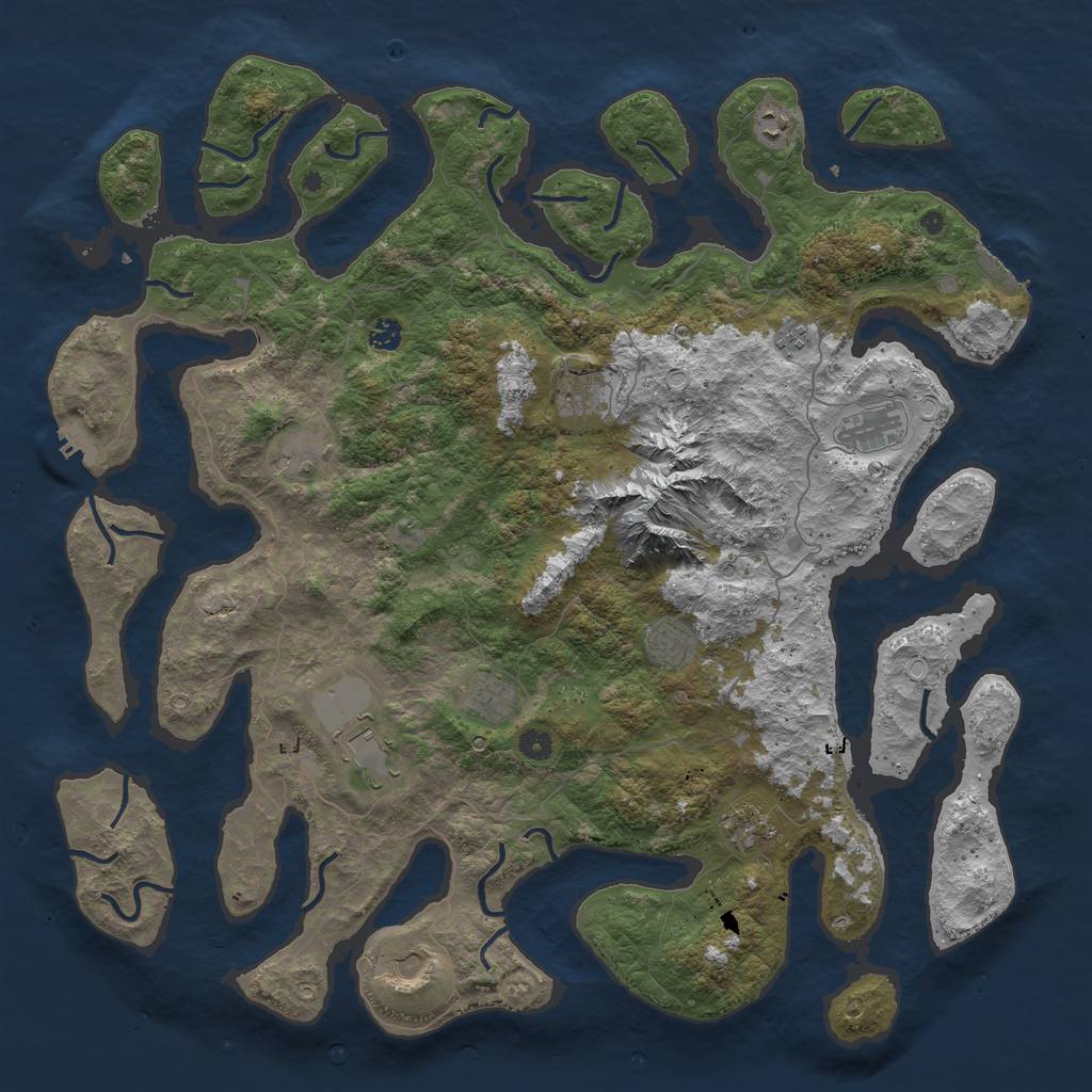 Rust Map: Procedural Map, Size: 5000, Seed: 9631, 19 Monuments