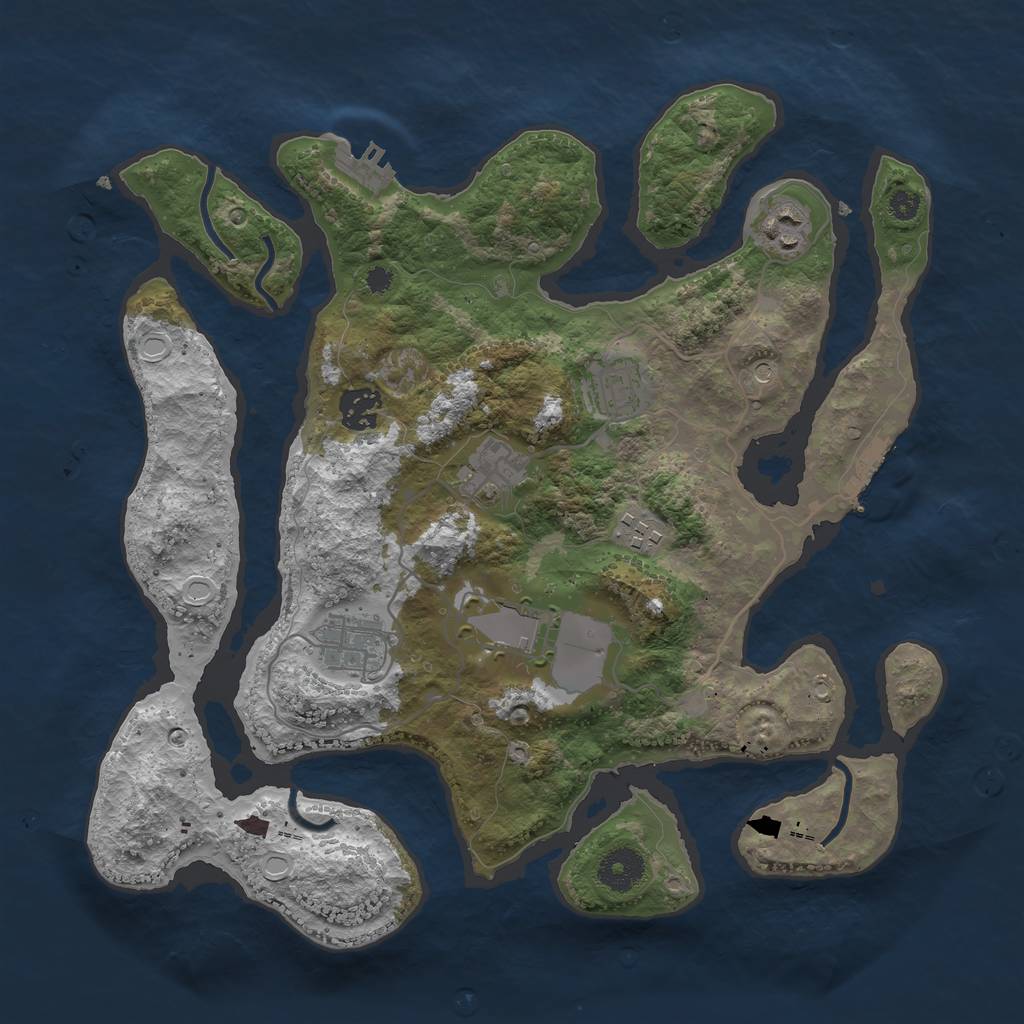 Rust Map: Procedural Map, Size: 3500, Seed: 790984, 18 Monuments