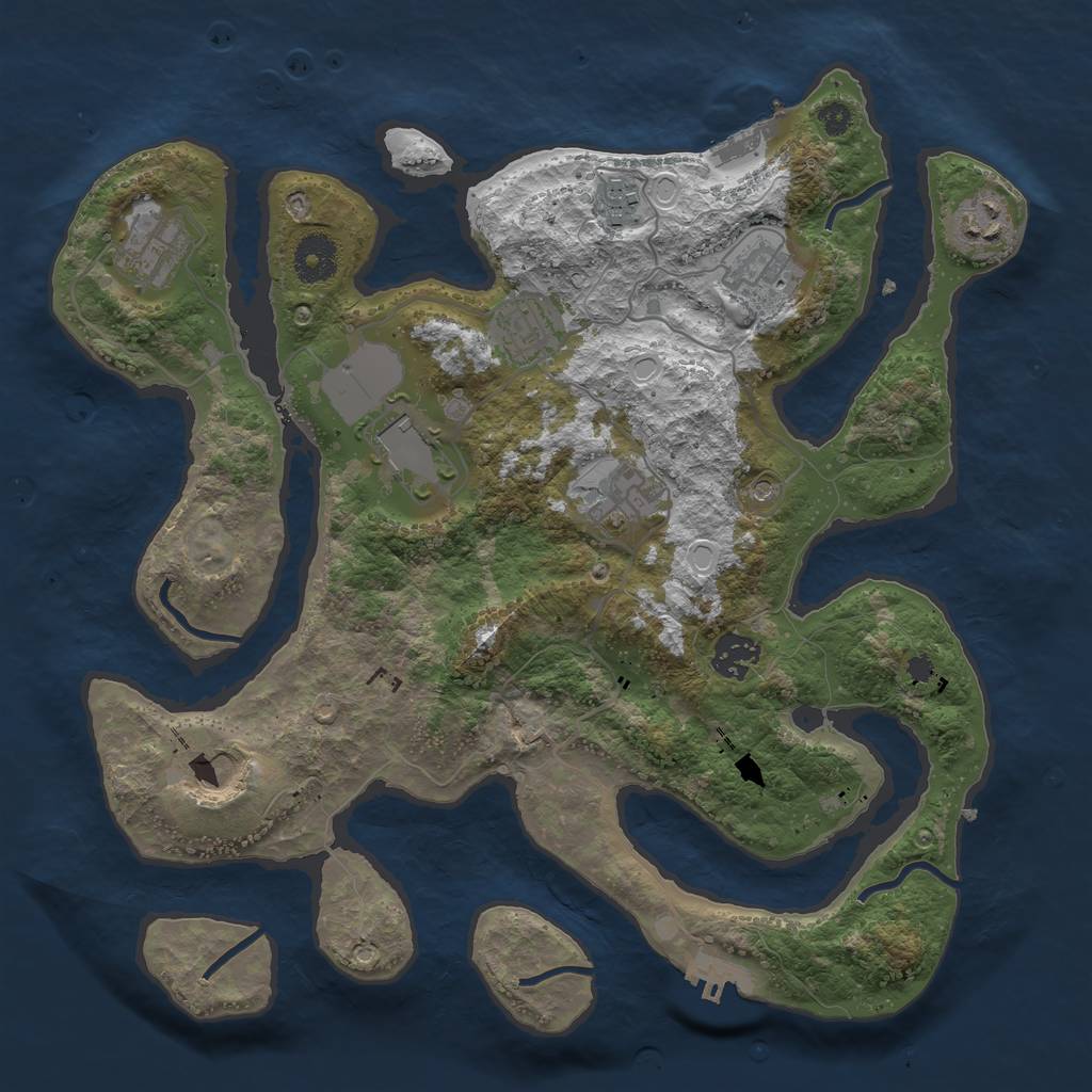 Rust Map: Procedural Map, Size: 3500, Seed: 1557764208, 17 Monuments