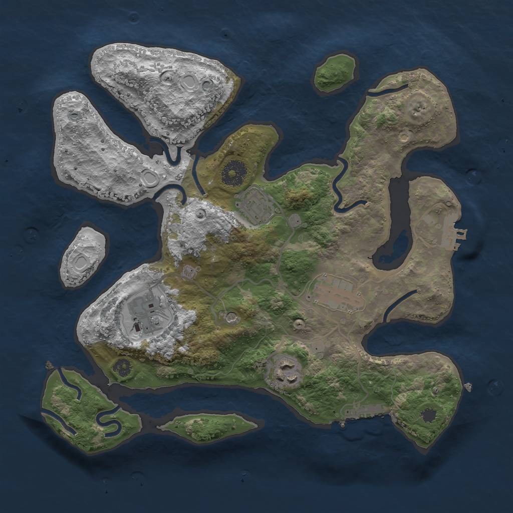 Rust Map: Procedural Map, Size: 3000, Seed: 2417785, 12 Monuments