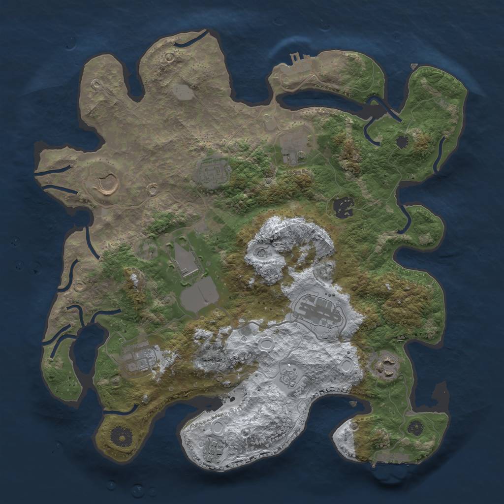 Rust Map: Procedural Map, Size: 3500, Seed: 1191052556, 18 Monuments