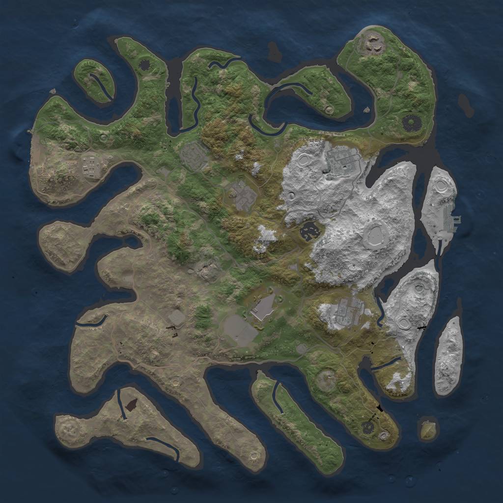 Rust Map: Procedural Map, Size: 4000, Seed: 13841633, 16 Monuments