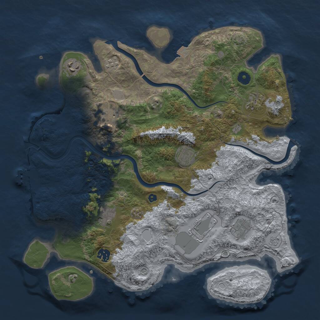 Rust Map: Procedural Map, Size: 3750, Seed: 791826137, 14 Monuments