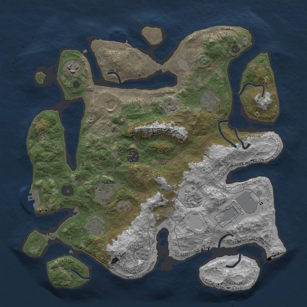 Rust Map: Procedural Map, Size: 3750, Seed: 791826137, 17 Monuments