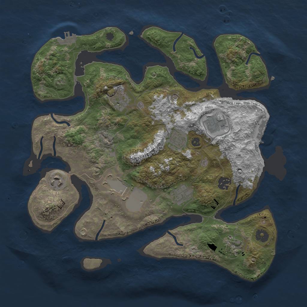 Rust Map: Procedural Map, Size: 3500, Seed: 900996, 16 Monuments