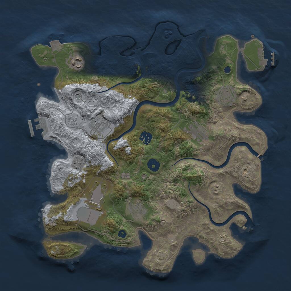 Rust Map: Procedural Map, Size: 3500, Seed: 24356, 14 Monuments