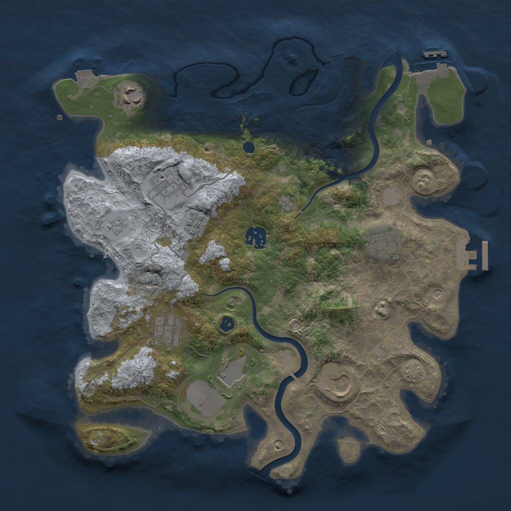 Rust Map: Procedural Map, Size: 3500, Seed: 24356, 14 Monuments