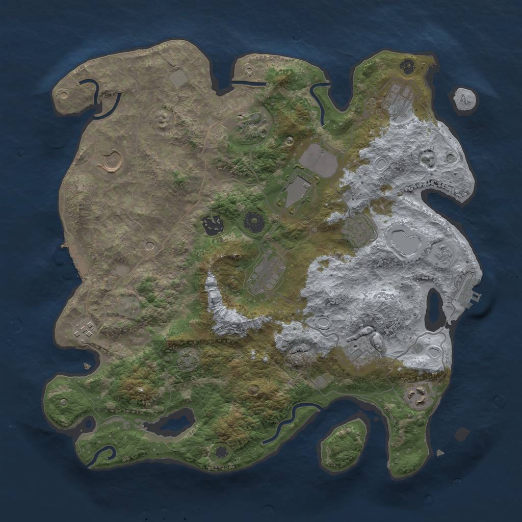Rust Map: Procedural Map, Size: 3700, Seed: 95919902, 18 Monuments