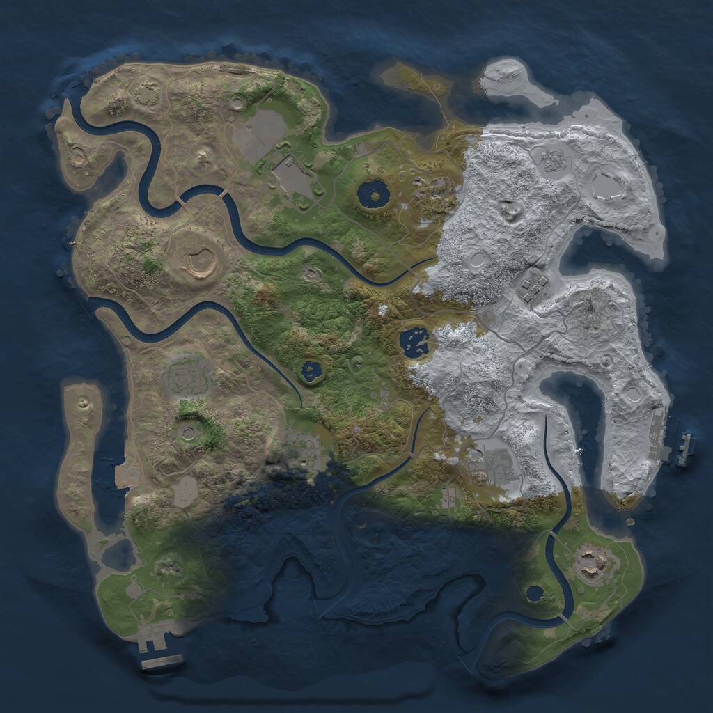 Rust Map: Procedural Map, Size: 3500, Seed: 3082228, 15 Monuments