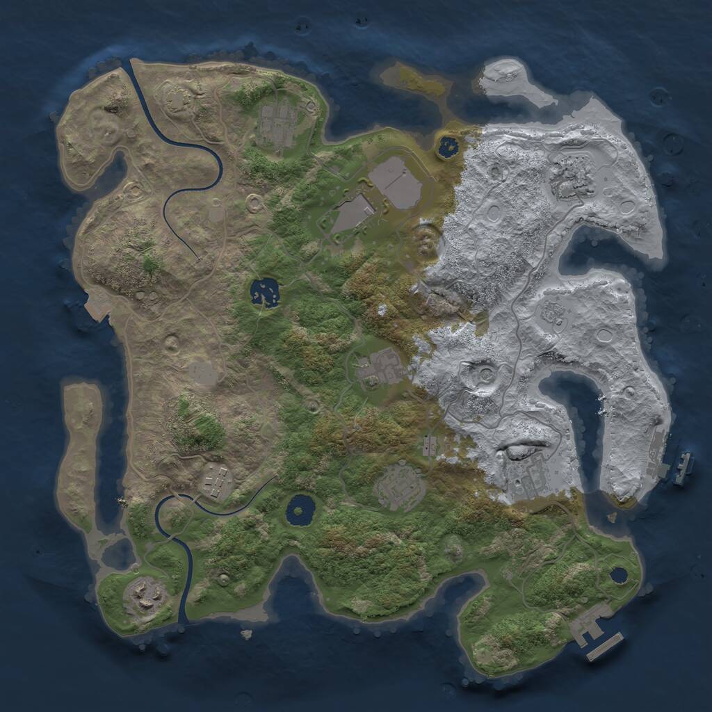 Rust Map: Procedural Map, Size: 3500, Seed: 3082228, 15 Monuments