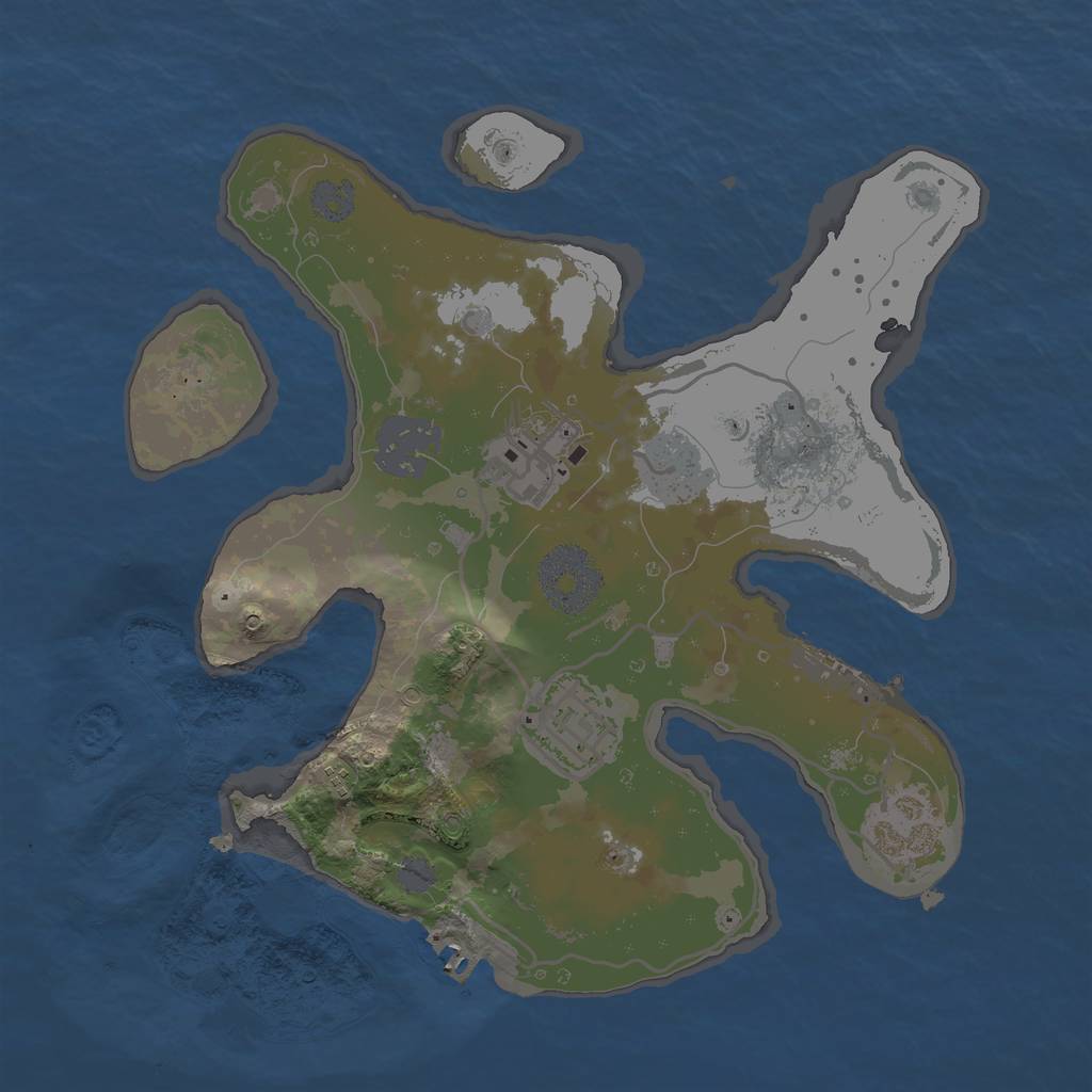 Rust Map: Procedural Map, Size: 2500, Seed: 1053, 10 Monuments