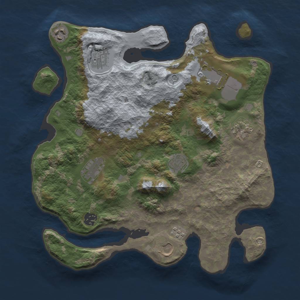 Rust Map: Barren, Size: 3500, Seed: 984121, 12 Monuments