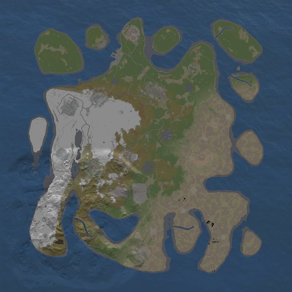 Rust Map: Procedural Map, Size: 3750, Seed: 47409, 14 Monuments