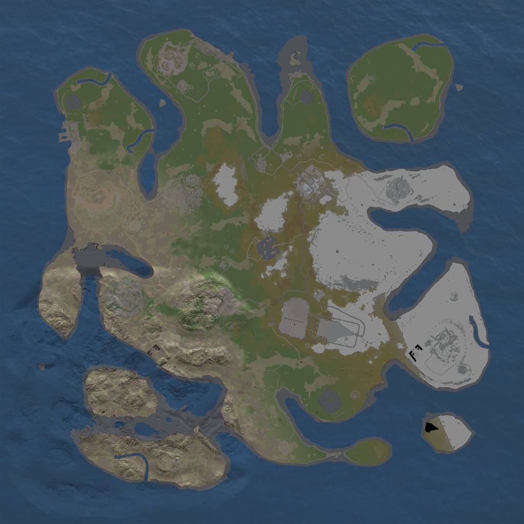 Rust Map: Procedural Map, Size: 3500, Seed: 709639, 14 Monuments