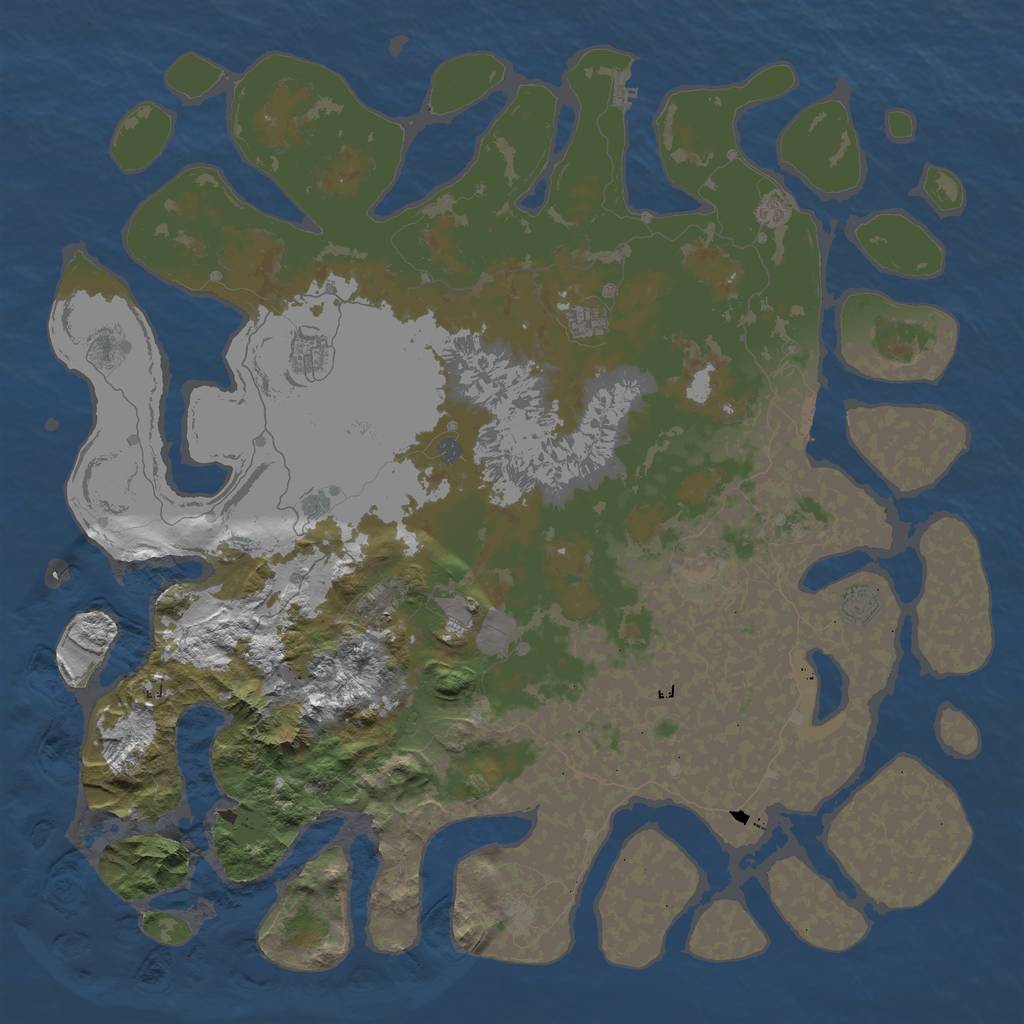 Rust Map: Barren, Size: 6000, Seed: 197831, 16 Monuments