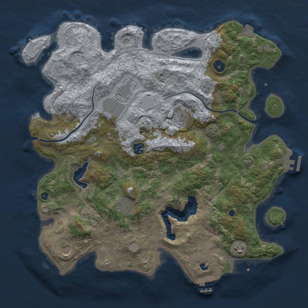 Rust Map: Procedural Map, Size: 4000, Seed: 770114973, 13 Monuments