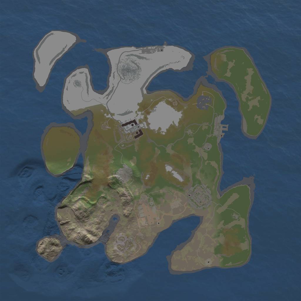 Rust Map: Barren, Size: 3000, Seed: 54768, 11 Monuments
