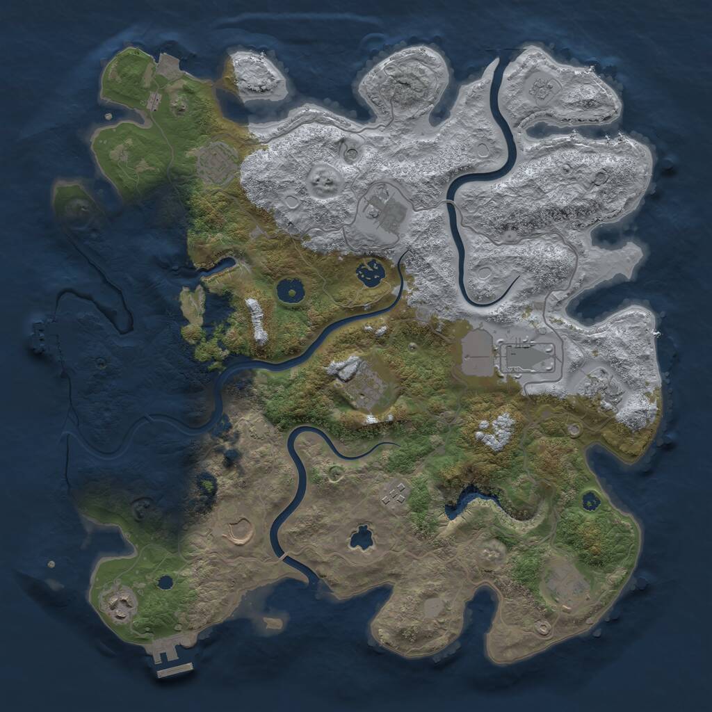 Rust Map: Procedural Map, Size: 4000, Seed: 1908001680, 16 Monuments