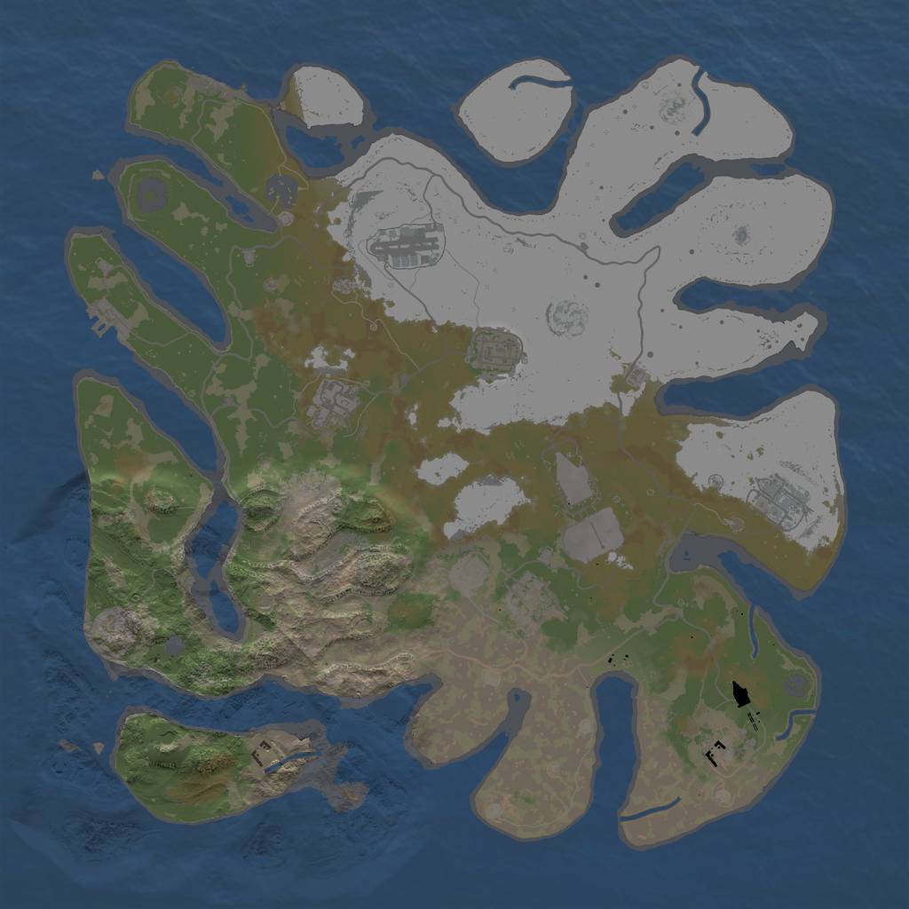 Rust Map: Procedural Map, Size: 4000, Seed: 1908001680, 16 Monuments