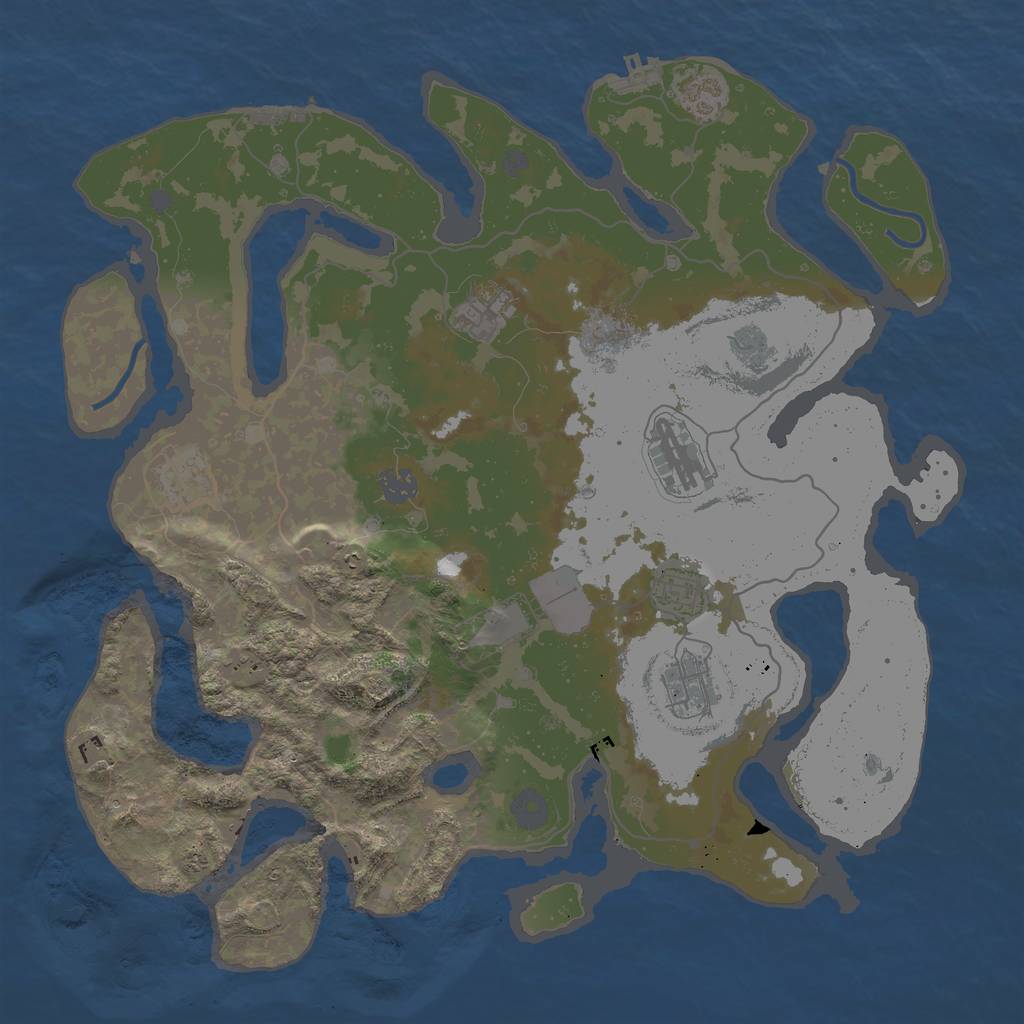 Rust Map: Procedural Map, Size: 4000, Seed: 45634523, 16 Monuments