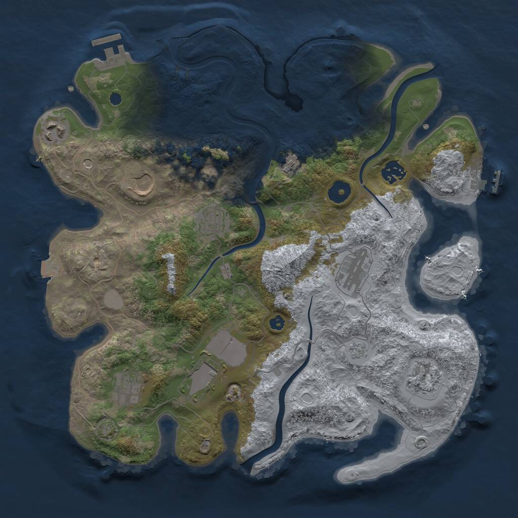 Rust Map: Procedural Map, Size: 3500, Seed: 71610244, 15 Monuments