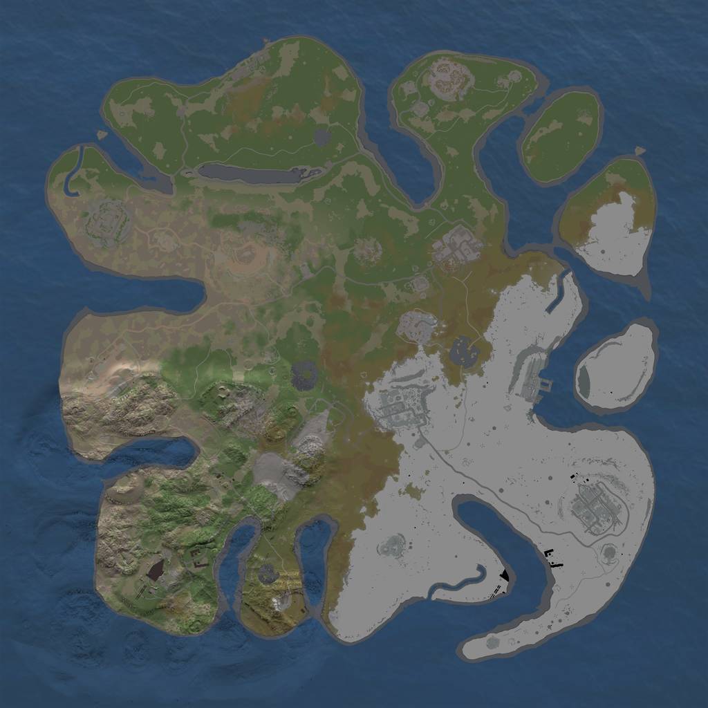 Rust Map: Procedural Map, Size: 3500, Seed: 71610244, 16 Monuments