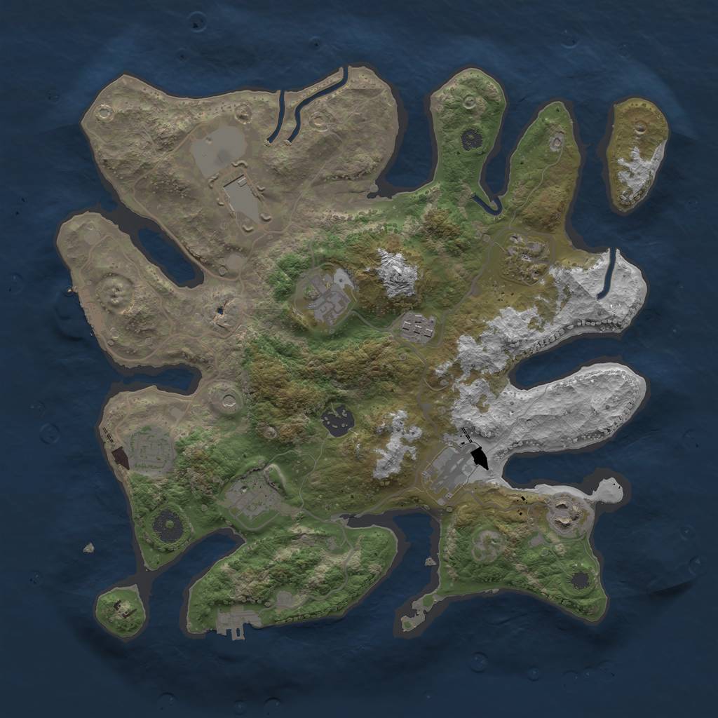 Rust Map: Procedural Map, Size: 3500, Seed: 1880304175, 14 Monuments