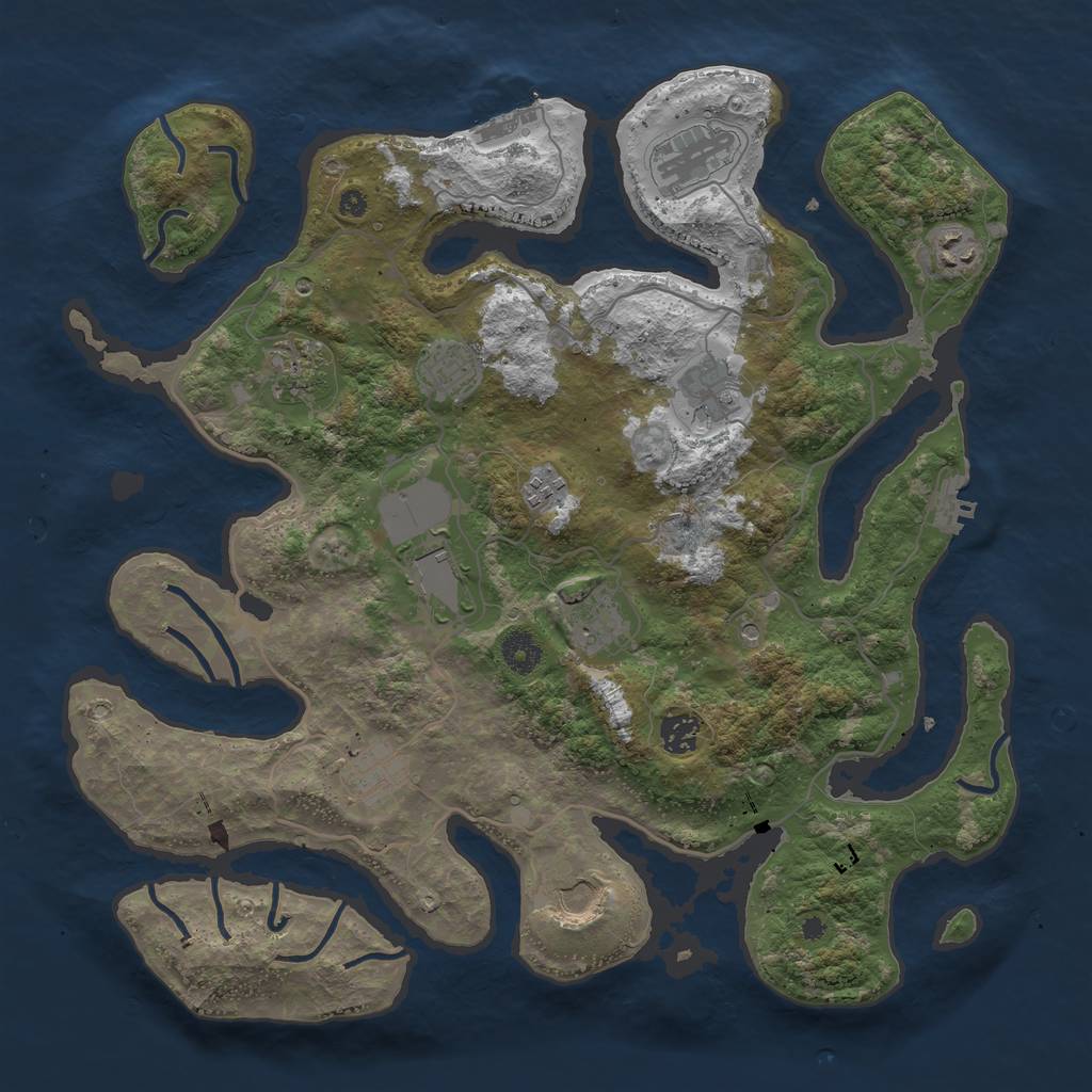 Rust Map: Procedural Map, Size: 4000, Seed: 1230428838, 16 Monuments