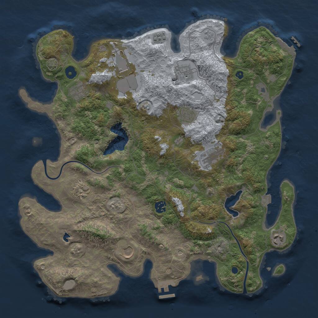 Rust Map: Procedural Map, Size: 4000, Seed: 1230428838, 16 Monuments