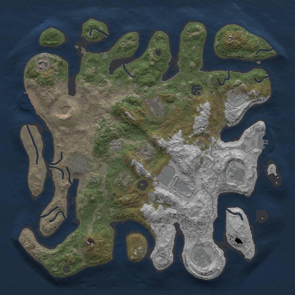 Rust Map: Procedural Map, Size: 4000, Seed: 1717664936, 16 Monuments