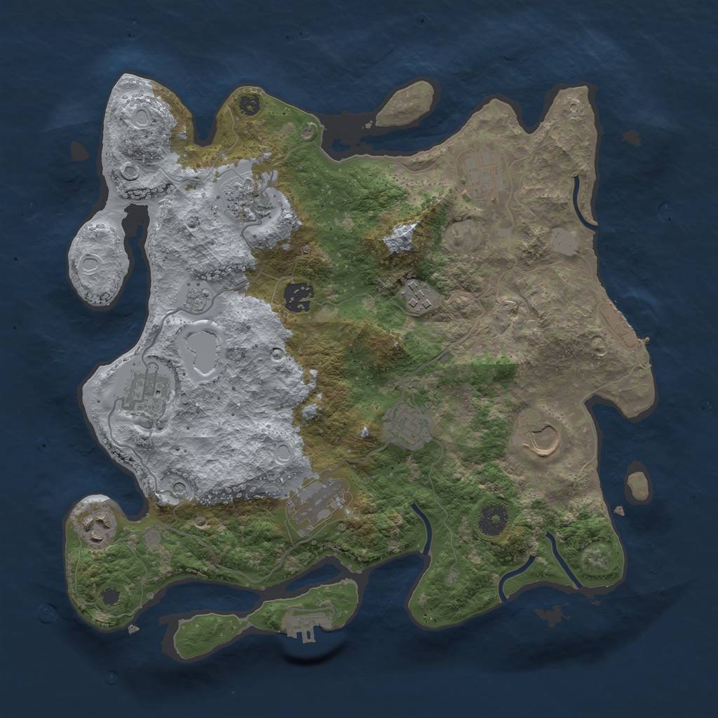 Rust Map: Procedural Map, Size: 3500, Seed: 238, 16 Monuments