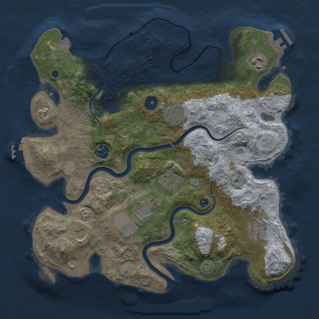 Rust Map: Procedural Map, Size: 3500, Seed: 1312723408, 14 Monuments