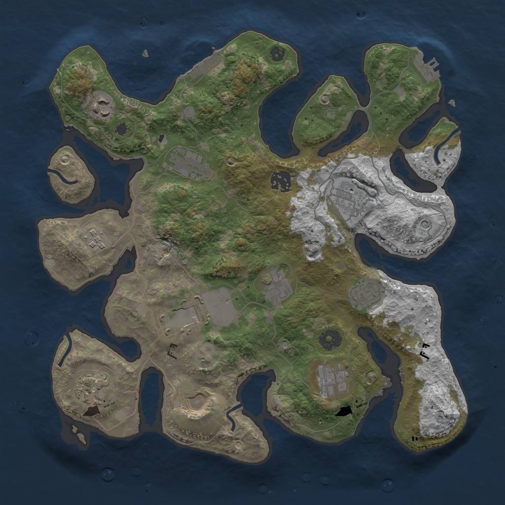 Rust Map: Procedural Map, Size: 3500, Seed: 1312723408, 16 Monuments