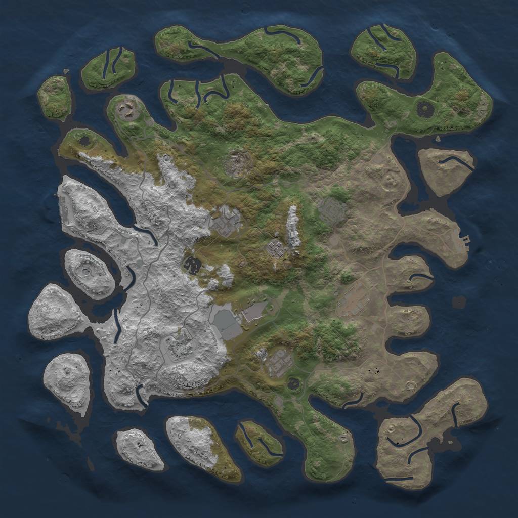 Rust Map: Procedural Map, Size: 4500, Seed: 7007, 14 Monuments