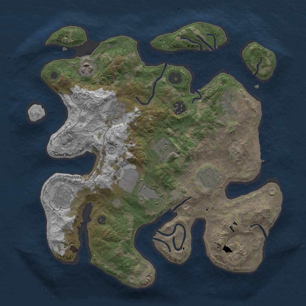 Rust Map: Procedural Map, Size: 3500, Seed: 1375908562, 13 Monuments